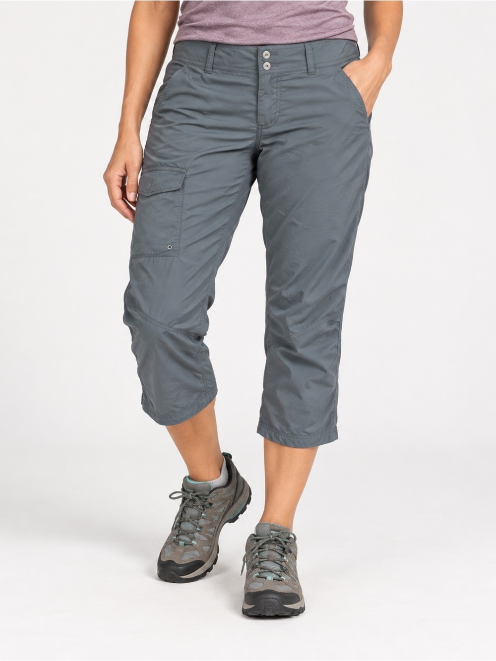 COLUMBIA Capri Pants Womens 6 Silver Ridge Cargo 32x21 Gray Hiking